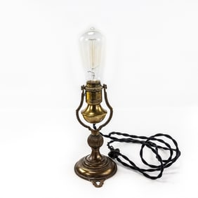 Antique Gimbaled Brass Table Lamp
