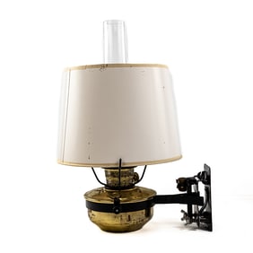 Aladdin Brass Railroad Oil Lamp W/Bracket