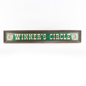 Reverse Painted Framed Glass Sign Winners Circle