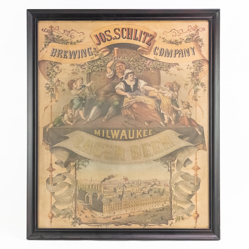 Jos.Schlitz Brewing Co. Framed Paper Sign (1 of 9)