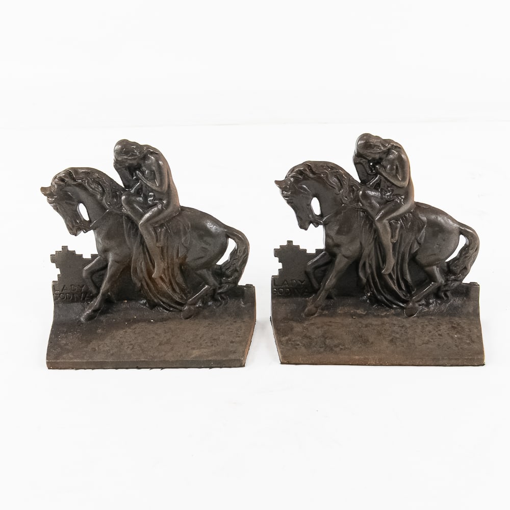 1920s Lady Godiva Bronze Bookends (1 of 9)