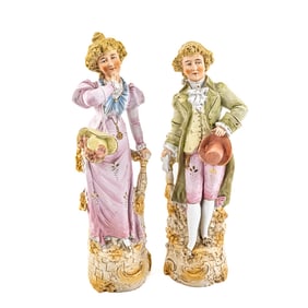 German Bisque Victorian Figurines Couple Statues