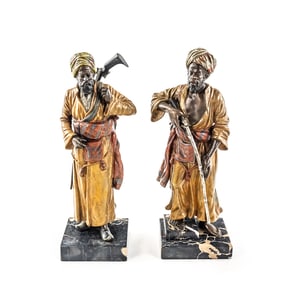 (2)10" Franz Bergman Cold Painted Huntsman Statues