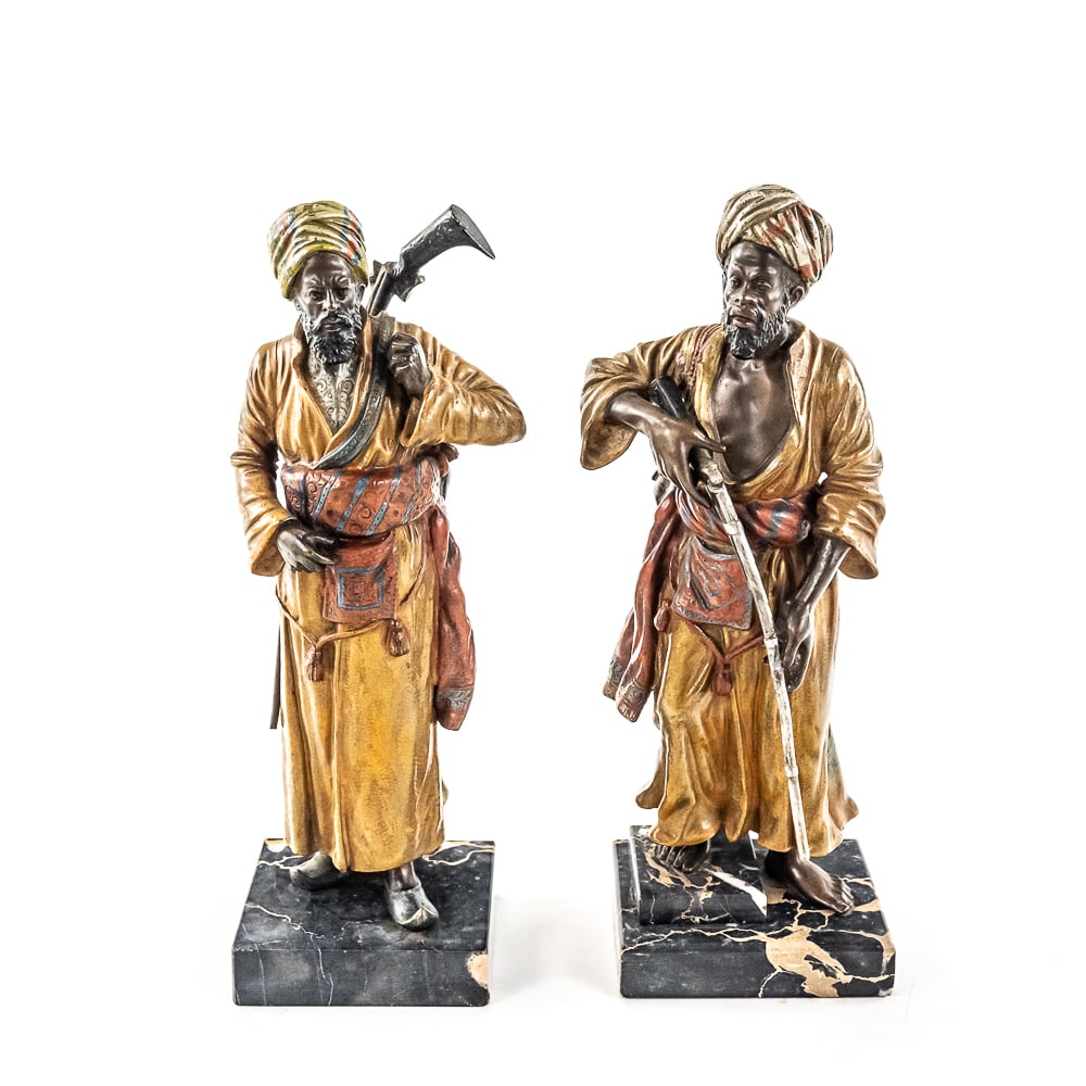 (2)10" Franz Bergman Cold Painted Huntsman Statues (1 of 10)