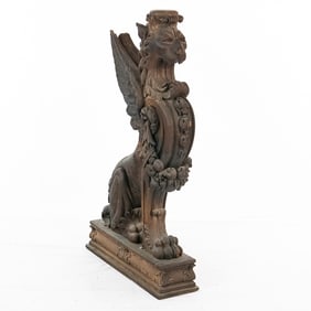 Carved Wood Winged Griffin