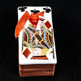 Royal Bayreuth Devil and Cards Stamp Box