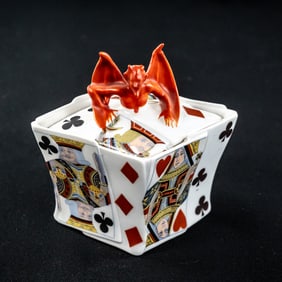 Royal Bayreuth Devil & Cards Covered Sugar