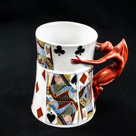 Royal Bayreuth Devil & Cards Beer Mug