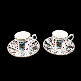 Staffordshire Elizabethan Cup & Saucer Pair
