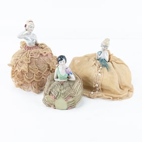 Lot of 3: Victorian Porcelain Doll Pin Cushions