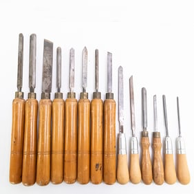 Box of 12 Lathe Wooden Handle Chisels