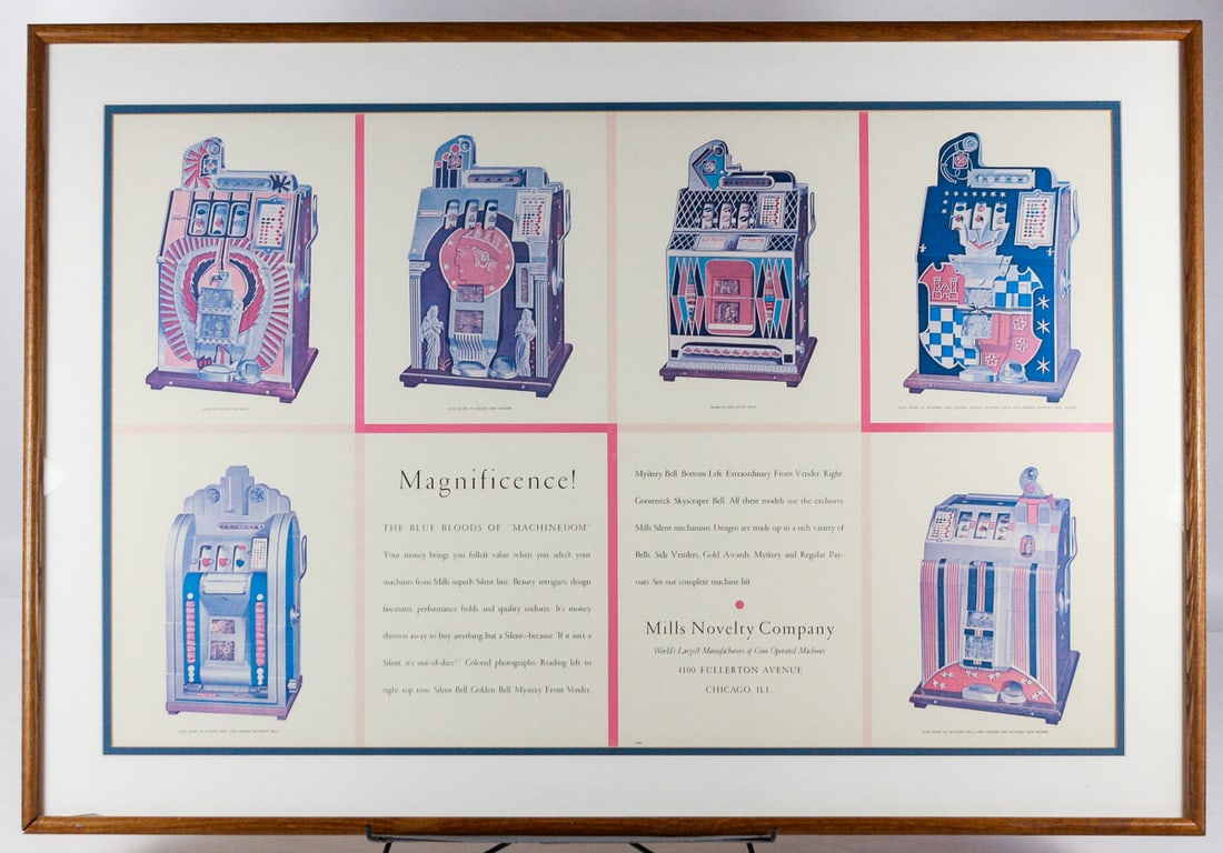 Vintage Mills Slot Machine Framed Advertising (1 of 1)