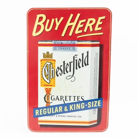 Vintage Chesterfield Metal Cigarette Sign