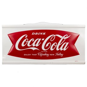 Coca-Cola White Metal Sign