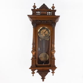 Ornate Carved Walnut Wall Clock