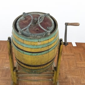 Vintage Wood Barrel Butter Churn with Stand