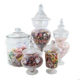 Lot of 5: Vintage Store Glass Candy Jars