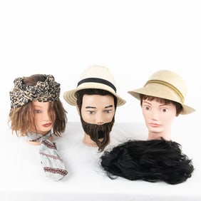 (3) Mannequin Heads and Accessories