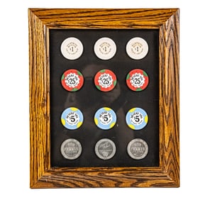 Vintage Framed Nevada Casino Poker Chip Display