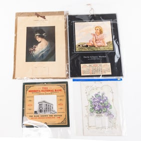 Lot of 4: Vintage Victorian Hanging Calendars