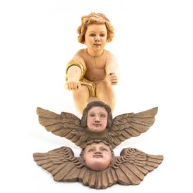Lot of 3: Plaster Cherub Decorations for Carousel