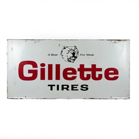 Lrg Gillette Tires, Metal Automobile Tire Sign