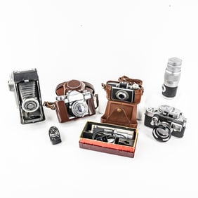 4 Cameras with Lens & Electric Flash, Zeiss Ikon,