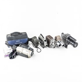 Lot of 6: Movie Cameras + Sony Case Kodak Canon..