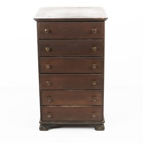Oak 6-Drawer Cylinder Record Cabinet