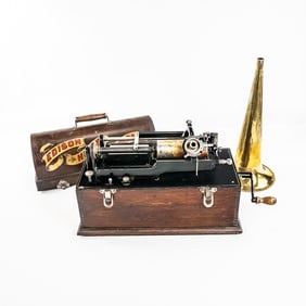 Edison Home Suitcase Model A Cyl Phono w/Horn