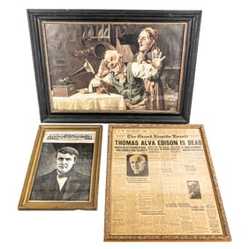 Edison Death Headline + 2 Edison Advertisements
