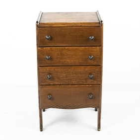 4 Drawer Oak Cylinder Record Cabinet