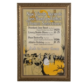 Framed Victor Record Poster For "Jass" Records