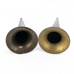 (2) Black N Brass Cyl Phonograph Horns
