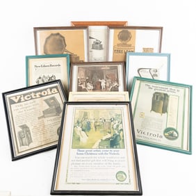 10 Framed Phonograph Advertisements