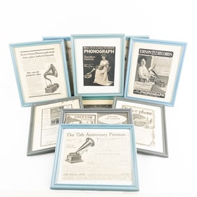 10 Framed Phonograph Advertisements