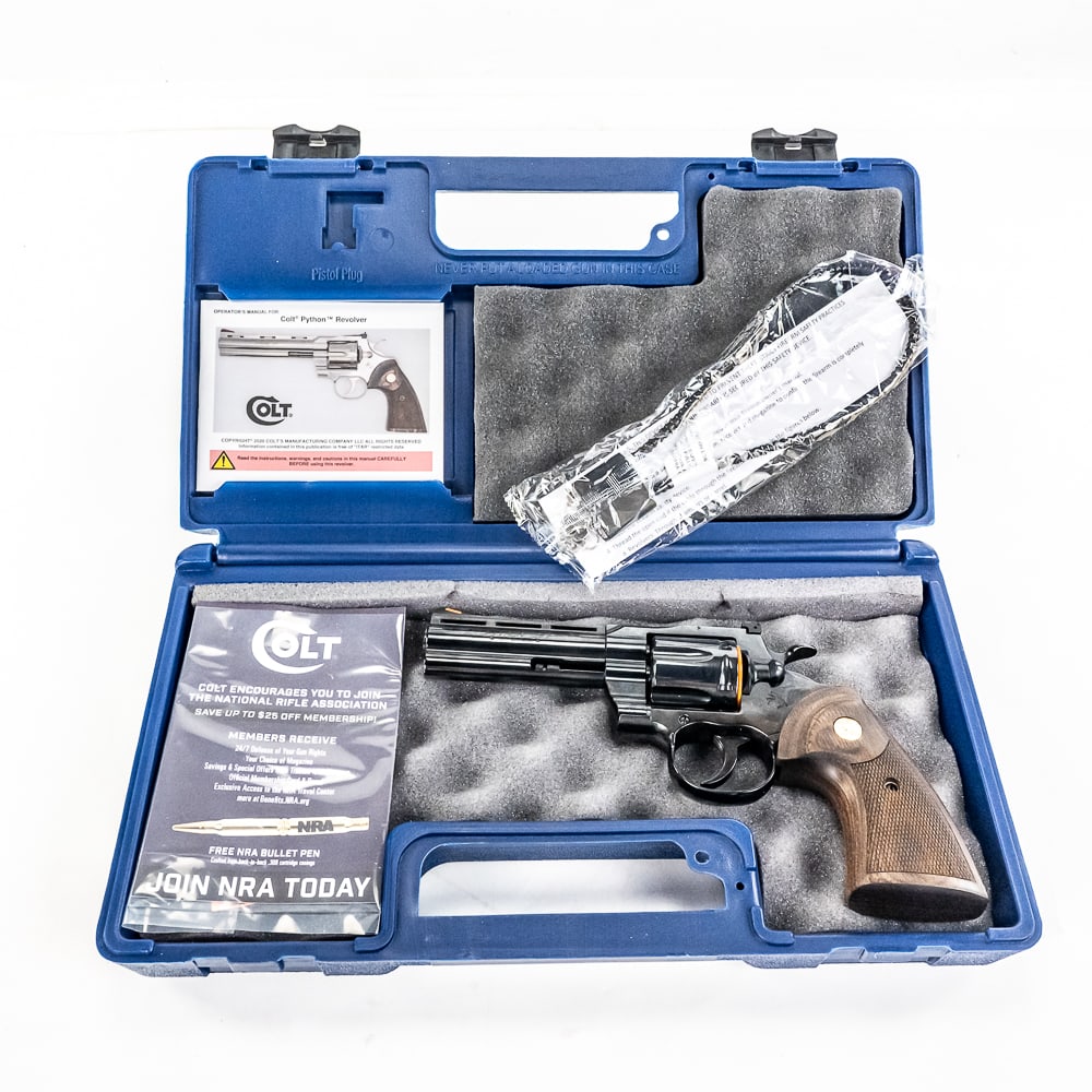 Colt Python .357mag 4" Revolver PB002552: New Gen Colt Python .357mag 4" Revolver in Like New, unfired condition. Comes with the original case, manuals and original wrappings. S/N:PB002552