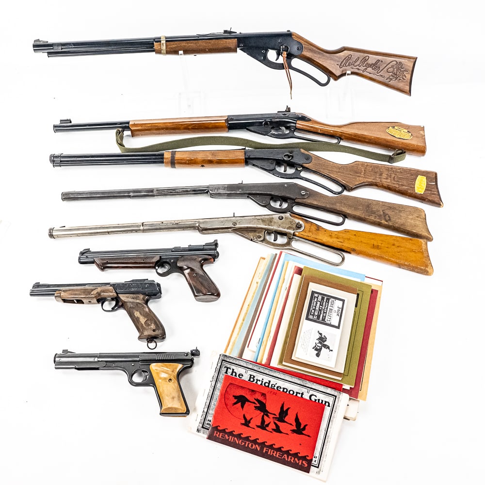 8x Airguns: 8x Airguns: Rifles: 1x Daisy 99 177, 1x Daisy 1938B LTD ED 177, 1x Daisy 1938 Red Ryder, 2x DaisyNo102 M36 177, Pistols: 1x Daisy No177 Target Special 177, 1x Daisy 1200 177 CO2, 1x Crosman Medallist