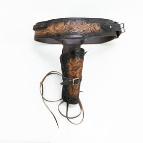 Mexican Tooled .44-.45 Revolver Leather Cowboy Rig