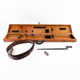 Wooden Rifle Case, Gun Belt  And Bayonet