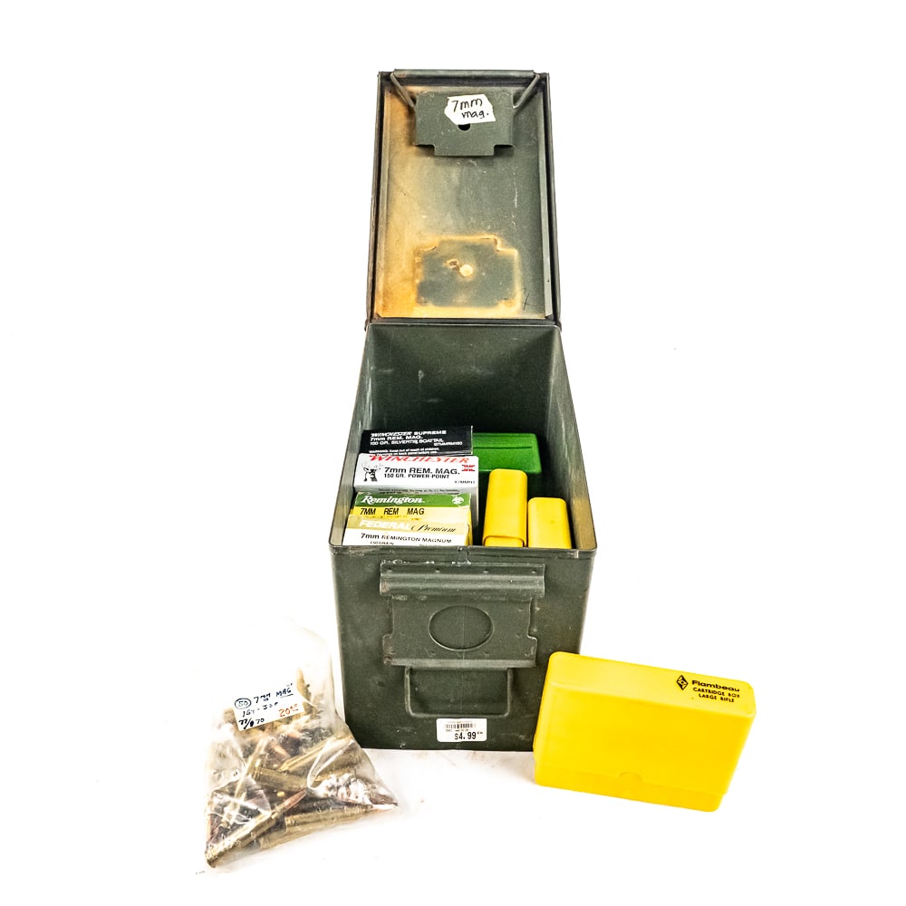 290rds 7mm Rem Mag Ammunition in Ammo Can: 290rds 7mm Rem Mag Ammunition in Ammo Can: -40rds Federal Premium 150gr BTSP -20rds Remington150gr Core-Lokt SP -20rds Winchester 150gr PP -20rds Winchester 160 Silvertip BT -170rds Miscellanies ammo