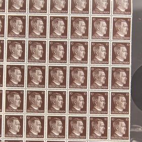 WWII Hitler Head Stamp Sheet W/Large Photo Prints