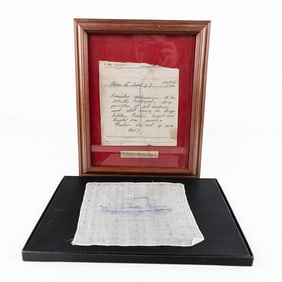 WWI US Navy Souvenir Hanky and U-Boat Notice