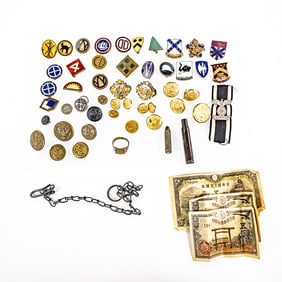 Large WWII US DI Japanese German Pin Button Lot