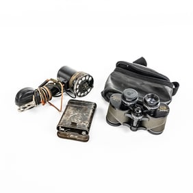 WWII German K98 Cleaning Kit, Binoculars, Handset