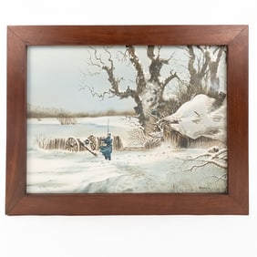 Painting Civil War Soldier Standing Guard Winter