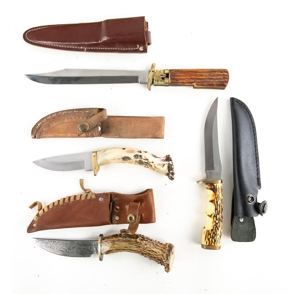 4 Imported Stag Handle Hunting Knives (1 of 20)