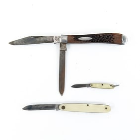 3 Antique Japanese Made Pocket Knives
