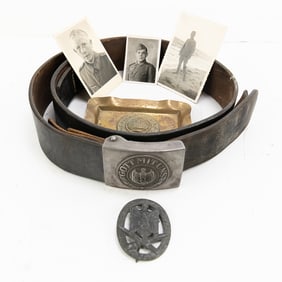 WWII German Belt, Assault Badge, Photos, Souvenirs