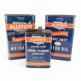 Collection of 3 Allstate Motor Oil & Lubricant Can